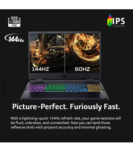 Acer Nitro 5 Gaming Laptop | Intel 12th Gen i7-12650H | NVIDIA GeForce RTX 4060 Laptop GPU | 15.6 FHD 144Hz IPS Display | 16GB DDR5 | 1TB Gen 4 SSD | Killer Wi-Fi 6 | RGB Backlit KB | AN515-58-781P 