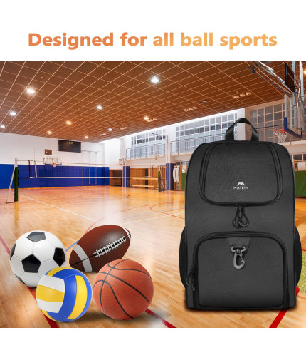 MATEIN Basketball Bag, Sturdy Soccer Bag with Ball Holder and Shoe Compartment, Large Basketball Backpack for Training Equipment, Water Resistant Sports Ball Backpack Fits Volleyball Football, Colorful 