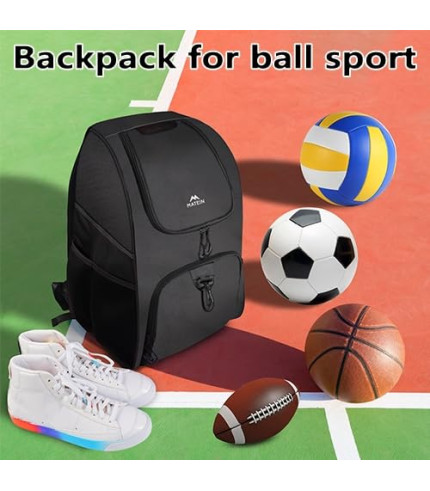 MATEIN Basketball Bag, Sturdy Soccer Bag with Ball Holder and Shoe Compartment, Large Basketball Backpack for Training Equipment, Water Resistant Sports Ball Backpack Fits Volleyball Football, Colorful 