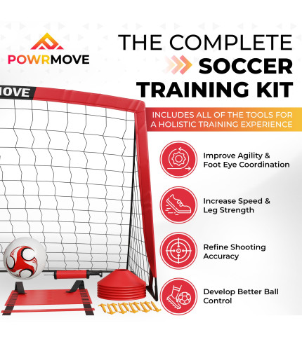 Soccer Goals for Backyard - Portable Soccer Goals Set of 2 with Pump, Cones, Training Ladder, Size 4 Ball and Carry Bag - 6FT x 4FT Soccer Nets, Durable Soccer Equipment for Kids and Adults 